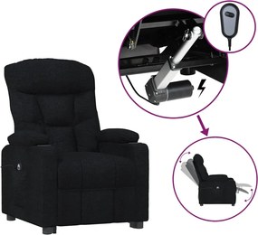 vidaXL Fotoliu rabatabil electric, negru, material textil