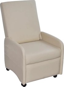 vidaXL Fotoliu rabatabil, crem, piele ecologică