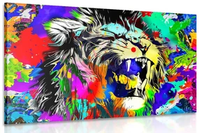 Tablou capul de leu colorat
