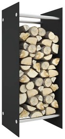 Rastel lemne de foc negru 40x35x100 cm sticla securizata Negru, 40 x 35 x 100 cm