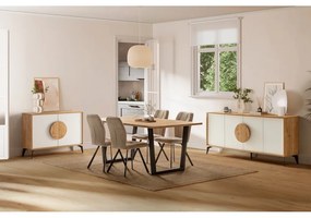 Comodă albă/în culoare naturală joasă cu aspect de lemn de stejar 110x82 cm Vae – Marckeric