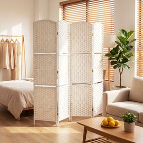 HOMCOM Paravan separator de cameră 4 panouri 160 x170 cm cu 2 rafturi, pliabil, din lemn | Aosom Romania
