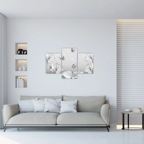 Tablou - Design flori și fluturi (90x60 cm)