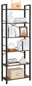 Biblioteca TAYLOR 6 rafturi 186x66 cm, rustic maro