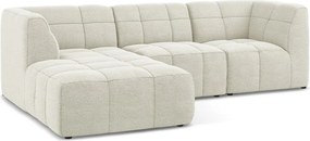 Colțar bej cu tapițerie din țesătură bouclé (cu colț pe partea stângă/cu șezlong) Aloha – Makamii