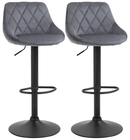HOMCOM Scaun bar Reglabile in Inaltime cu Spatar, Greutate Suportata 120kg,51.5x48x83-104cm, gri | Aosom Romania