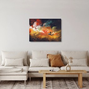 Tablou pe sticlă - Om navigând prin spațiu (70x50 cm)