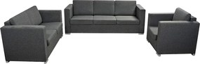 vidaXL Set canapele, 3 piese, gri închis, material textil