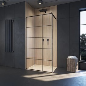 Paravan de dus tip Walk-in Radaway Modo New Black II Factory negru-transparent 115 cm sticla securizata 8 mm