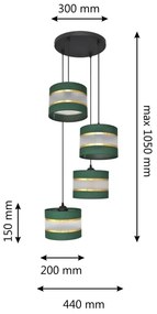 Lustră pe cablu HELEN 4xE27/15W/230V verde/auriu