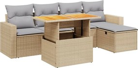 vidaXL Set canapele de grădină cu perne, 6 piese, bej, poliratan