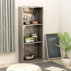 800836 vidaXL Bibliotecă cu 3 rafturi, gri extralucios, 40x24x108 cm, PAL