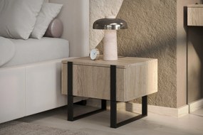 Set 2 măsuțe de noptieră Verica - stejar biscuit / picioare negre
