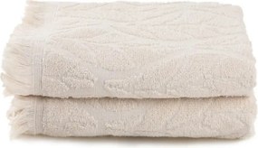 Set 2 prosoape baie LEAF, crem, bumbac, 50x90 cm