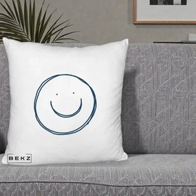 Perna Decorativa Smile Desen Minimalist, 40x40 cm, Alb Pufos, Husa Detasabila, Perna Inclusa, BEKZ®