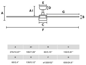 Ventilator LED dimabil de tavan FARO 34355-1TW RUDDER L 20W/230V alb/bej d. 132 cm + telecomandă