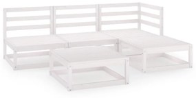 3075490 vidaXL Set mobilier de grădină, 4 piese, alb, lemn masiv de pin