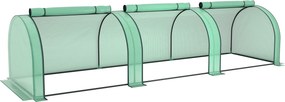 Outsunny Mini seră tunel cu acoperire PE, cadru din oțel și uși cu fermoar, Verde | Aosom Romania