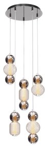 Lustra LED suspendata design modern decorativ Drop 5L crom