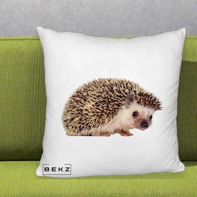 Perna Decorativa Arici Fotorealist, 40x40 cm, Alb Pufos, Husa Detasabila, Perna Inclusa, BEKZ®