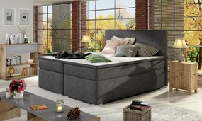 Pat boxspring tapitat, cu spatiu pentru depozitare, 180X200 cm, Divalo, Eltap (Culoare: Maro inchis texturat)