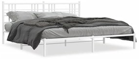 376377 vidaXL Cadru de pat metalic cu tăblie, alb, 180x200 cm