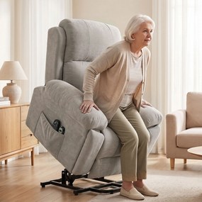 HOMCOM Fotoliu recliner electric cu ridicare, încălzire și masaj în 8 puncte, din chenille, 2 telecomenzi, bej | Aosom Romania