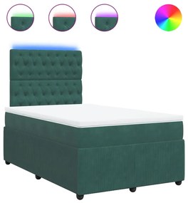 3294595 vidaXL Pat box spring cu saltea, verde închis, 120x190 cm, catifea