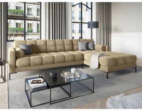 Colțar din catifea cu extensie pe partea dreaptă Cosmopolitan Design Bali, bej