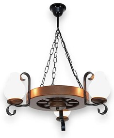 Candelabru rustic fabricat manual din lemn Roata 3L