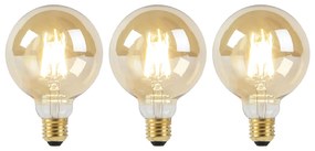 Set de 3 becuri LED E27 Dim to Warm G95 auriu 8W 806lm 2000-2700K