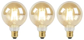 Set de 3 becuri LED E27 Dim to Warm G95 auriu 8W 806lm 2000-2700K