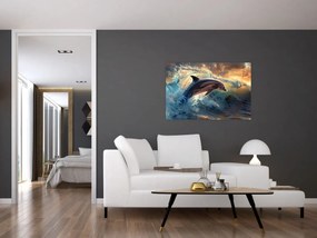 Tablou - Delfin, ilustrații (90x60 cm)