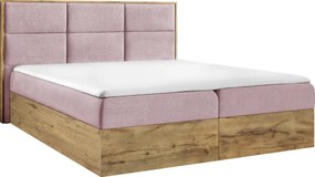 Pat Boxspring, 200x200, ţesătură roz Kronos/stejar lancelot, WOOD 2