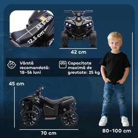 AIYAPLAY ATV Electric 6V pentru Copii, Vehicul cu 4 Roți cu Muzică și Faruri LED, pentru Vârste între 3-8 Ani, Negru | Aosom Romania