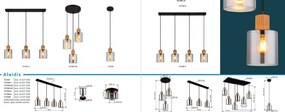 Lampa de masa lemn maro sticla fumurie ALEIDIS
