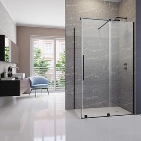 Cabina de dus patrata usa culisanta Radaway Furo KDJ 110x110 profil negru mat dreapta
