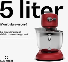 Klarstein Robot de bucătărie Chiara, 1600 W, 12 setări, Bol din oțel inoxidabil, Afișaj LCD, Accesorii incluse