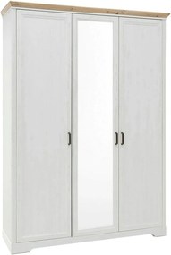 Dulap JASMIN, alb/stejar artisan, PAL, cu 3 usi, 164x64x220 cm