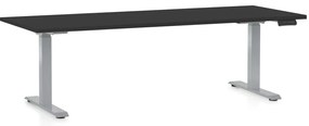 Masa inaltime reglabila OfficeTech D, 200 x 80 cm, bază gri, negru