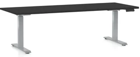 Masa inaltime reglabila OfficeTech D, 200 x 80 cm, bază gri, negru