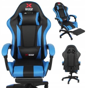 Scaun de gaming Xgaming cu suport pentru picioare - negru și albastru