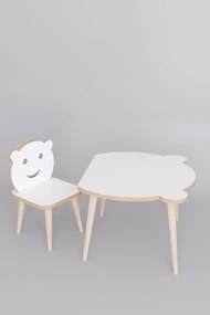 Resigilat:Set masa+ 1 scaun pentru copii Panda Homs,Alb
