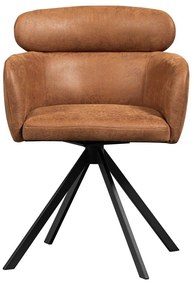 Scaun de dining maro coniac cu cotiere tapițat Fenne – WOOOD