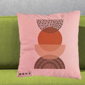 Perna Decorativa Boho Stiva Forme Punctate Terracotta, 40x40 cm, Roz, Husa Detasabila, Perna Inclusa, BEKZ®