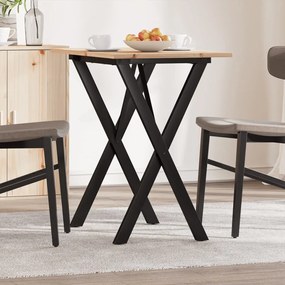 vidaXL Masă de bucătărie, cadru X, 80x50x75 cm lemn masiv pin și Oţel