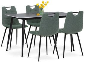 Set de masă cu farfurie ceramică și 4 scaune,verde