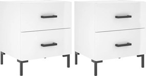 vidaXL Noptiere, 2 buc., alb extralucios, 40x35x47,5 cm, lemn compozit