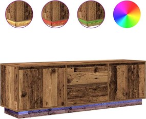 vidaXL Dulap TV cu lumini LED Lemn vechi 160,5x41x50 cm