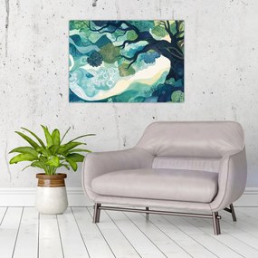 Tablou pe sticlă – Coroană verde a arborelui vieții (70x50 cm)